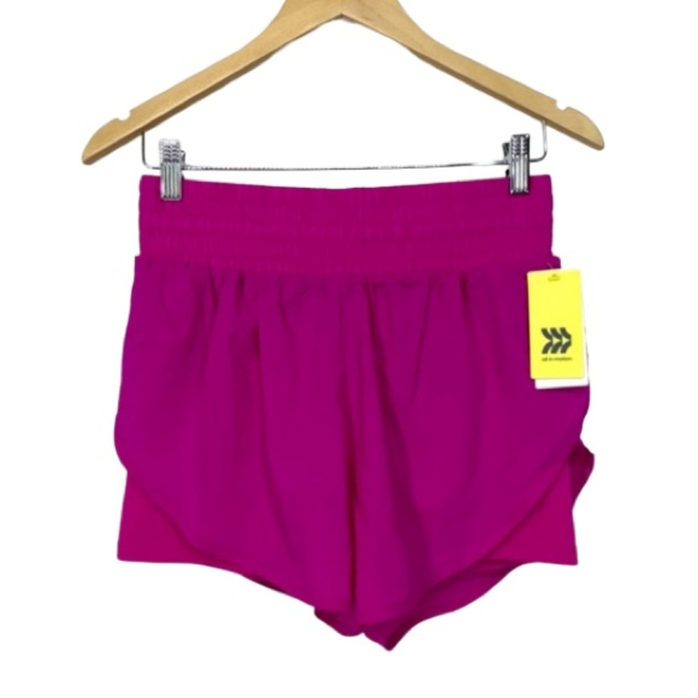 All In Motion Pink Translucent Tulip Athletic Shorts Built In Compression Short